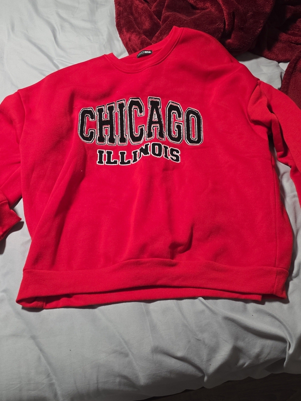 Fashion Nova Red Chicago Illinois Crewneck Sweatshirt
